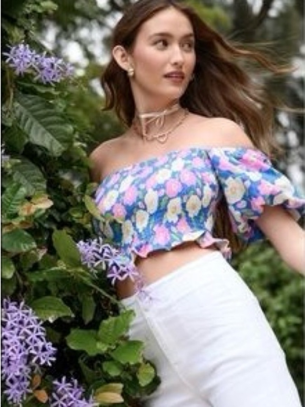 Altar’d State Smocked Floral Crop Top Puff Sleeve Cottagecore Boho Sz XL